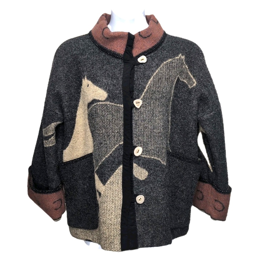 Aventura Taos NM Heavy Wool Horse Blanket Jacket S/M Wearable Art Equestrian USA